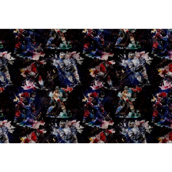 Minky Motif Joueurs de hockey - IMPRIMÉ AU QUÉBEC À NOTRE ATELIER