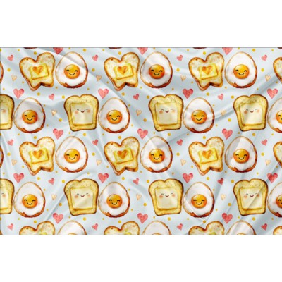 Minky Motif Déjeuner Kawaii - IMPRIMÉ AU QUÉBEC...