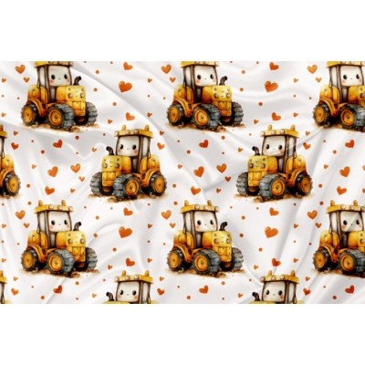 Minky Motif Mignon tracteur kawaii et coeur -...