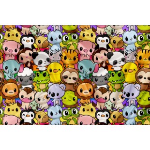 Minky Motif Animaux éclatés - IMPRIMÉ AU...