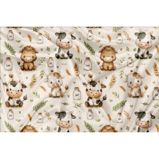 Minky Motif Bébé vache et lait - IMPRIMÉ AU...