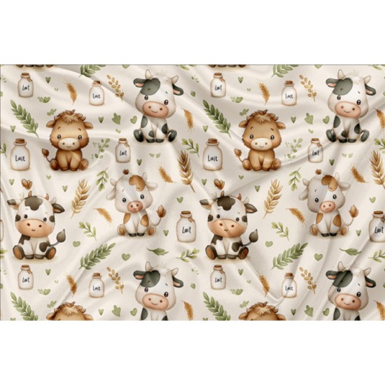 Minky Motif Bébé vache et lait - IMPRIMÉ AU QUÉBEC À NOTRE ATELIER