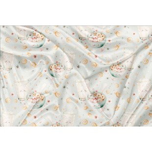 Minky Motif Bol de céréales et lait bleu -...