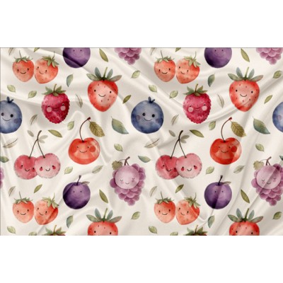 Minky Motif Jardin de petit fruits - IMPRIMÉ AU...
