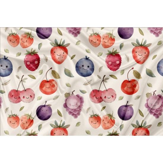 Minky Motif Jardin de petit fruits - IMPRIMÉ AU QUÉBEC À NOTRE ATELIER