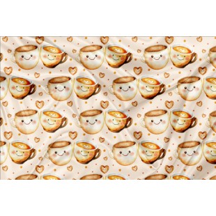 Minky Motif café Kawaii - IMPRIMÉ AU QUÉBEC À...