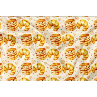 Minky Motif Kawaii croissant crepe - IMPRIMÉ AU...