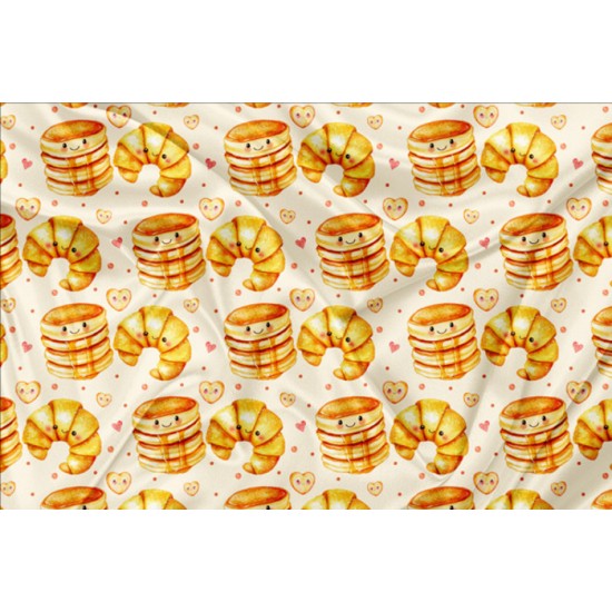 Minky Motif Kawaii croissant crepe - IMPRIMÉ AU QUÉBEC À NOTRE ATELIER