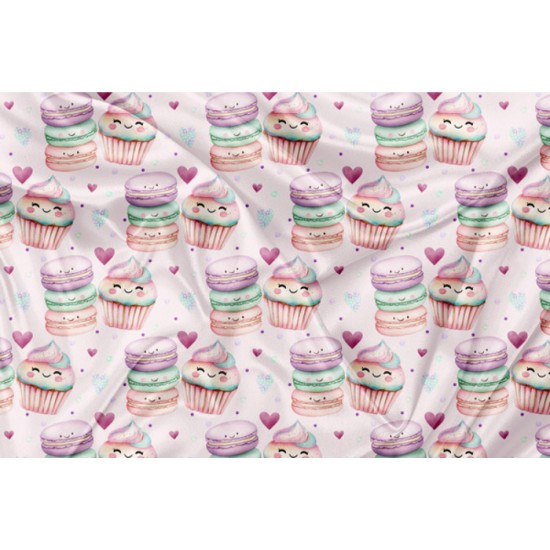 Minky Motif Kawaii macaron cupcake - IMPRIMÉ AU QUÉBEC À NOTRE ATELIER