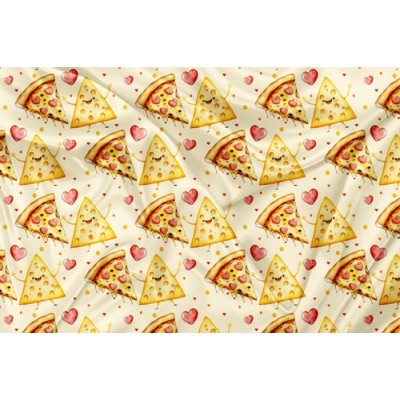 Minky Motif Kawaii pizza fromage - IMPRIMÉ AU...