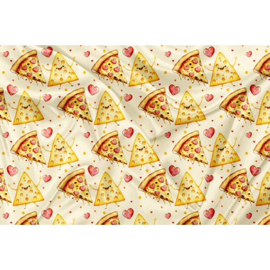 Minky Motif Kawaii pizza fromage - IMPRIMÉ AU QUÉBEC À NOTRE ATELIER