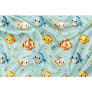 Minky Motif Mignon poisson tropicaux fond clair -...