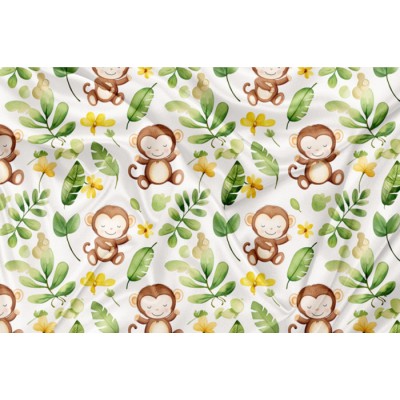 Minky Motif Mignon singe - IMPRIMÉ AU QUÉBEC À...