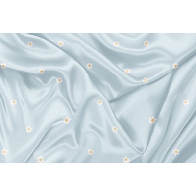 Minky Motif Mini marguerite fond bleu clair -...