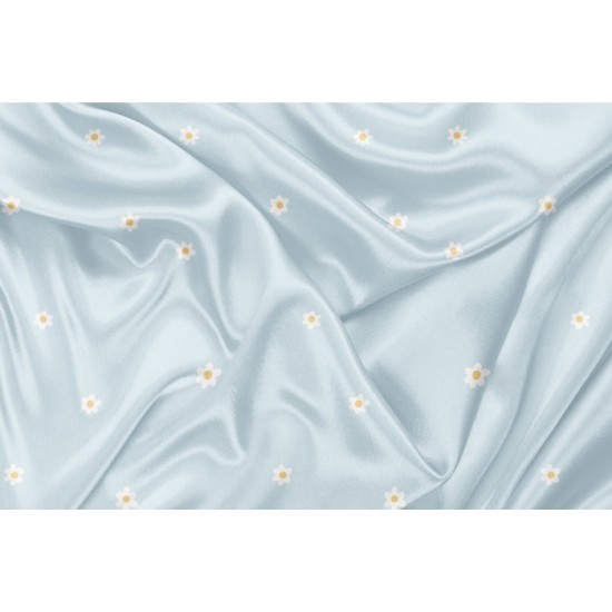 Minky Motif Mini marguerite fond bleu clair - IMPRIMÉ AU QUÉBEC À NOTRE ATELIER