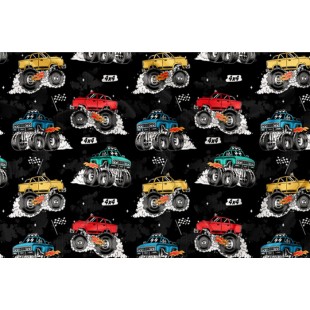 Minky Motif Monster truck 02 - IMPRIMÉ AU QUÉBEC...
