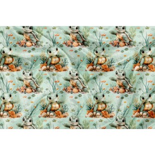 Minky Motif Tortue de mer turquoise - IMPRIMÉ AU...