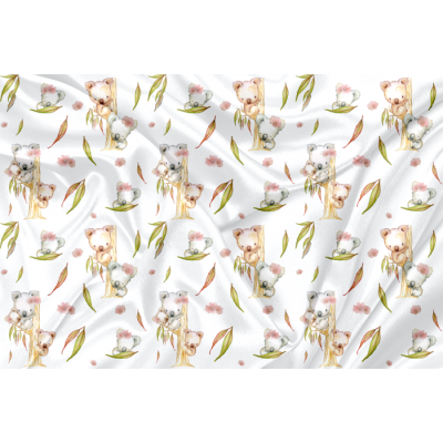 Minky Motif Koala Fleur - IMPRIMÉ AU QUÉBEC À...