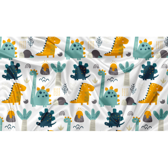 Minky Motif Dinosaure Orange - IMPRIMÉ AU QUÉBEC À NOTRE ATELIER