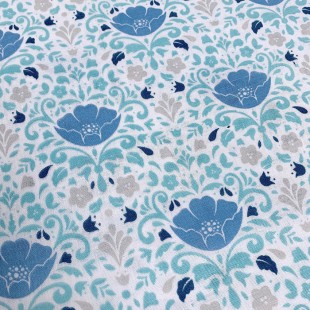100% coton - double gauze - floral blanc