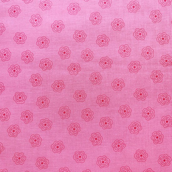 Coton à motif - Fleur rose rose