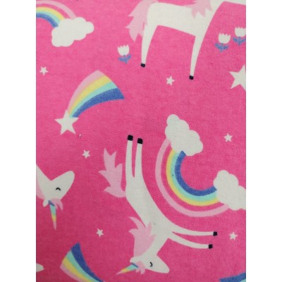 flanelle licorne rose 1 mètre