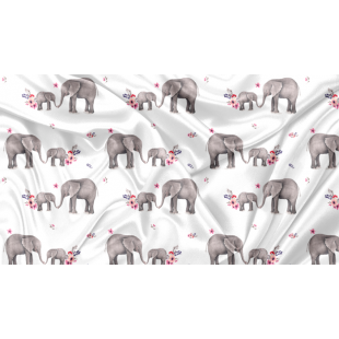 Minky Motif Éléphant et Fleur - IMPRIMÉ AU...