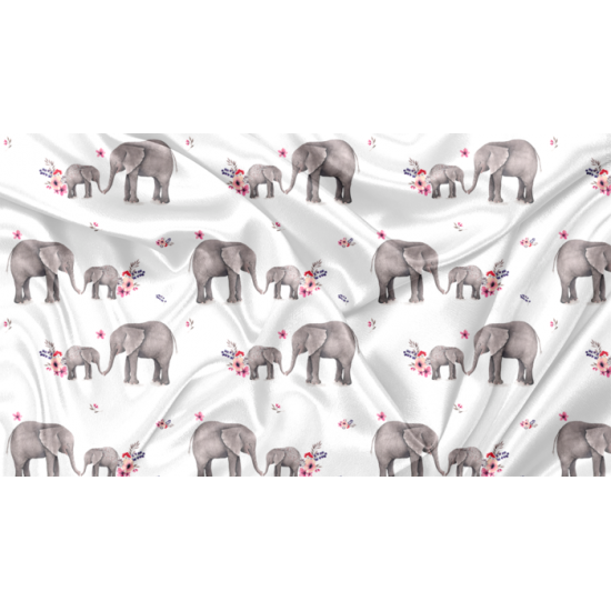 Minky Motif Éléphant et Fleur - IMPRIMÉ AU QUÉBEC À NOTRE ATELIER