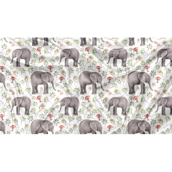 Minky Motif Éléphant et Petite Souris - IMPRIMÉ AU QUÉBEC À NOTRE ATELIER