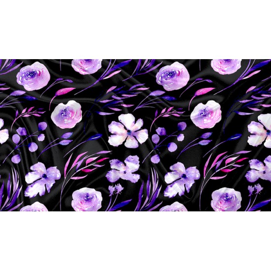 Minky Motif Floral Violet - IMPRIMÉ AU QUÉBEC À NOTRE ATELIER