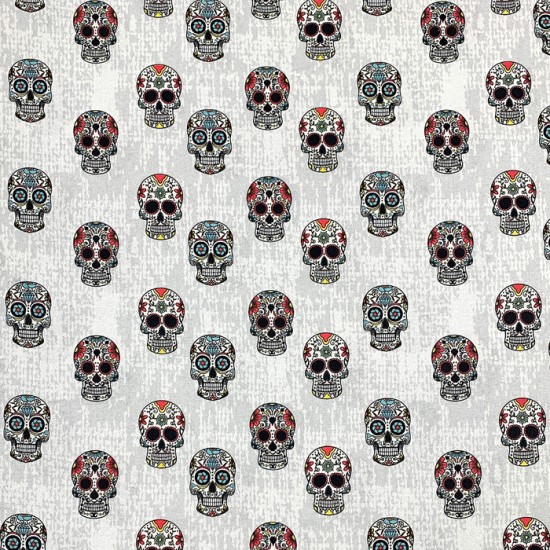 Coton à motif - Grey Skulls