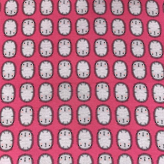 Coton à motif - Hérisson Rose