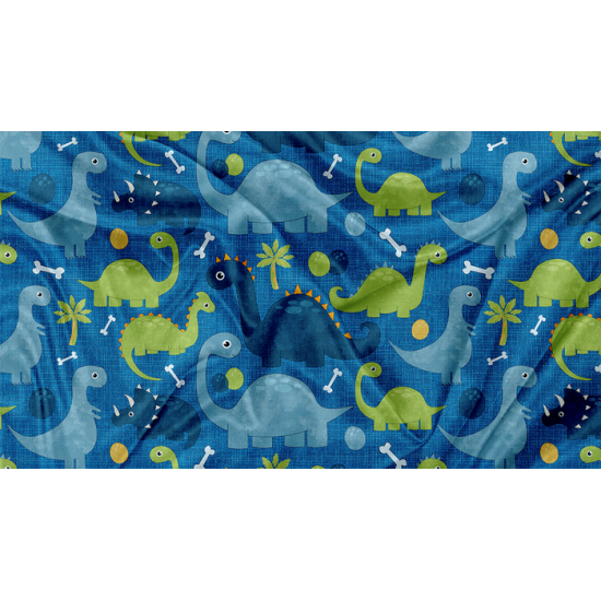 Minky Motif DinoBleu - IMPRIMÉ AU QUÉBEC À NOTRE ATELIER