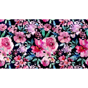 Minky Motif Floral Navy - IMPRIMÉ AU QUÉBEC À...