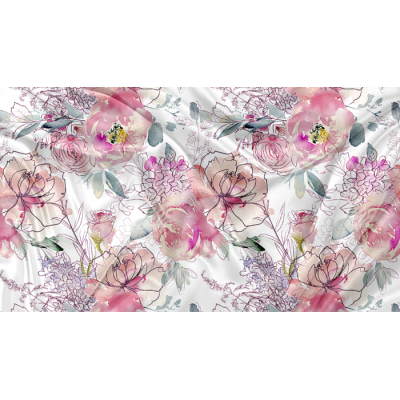 Minky Motif Floral Blanc - IMPRIMÉ AU QUÉBEC À...