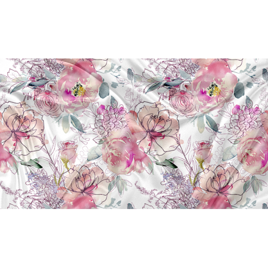 Minky Motif Floral Blanc - IMPRIMÉ AU QUÉBEC À NOTRE ATELIER