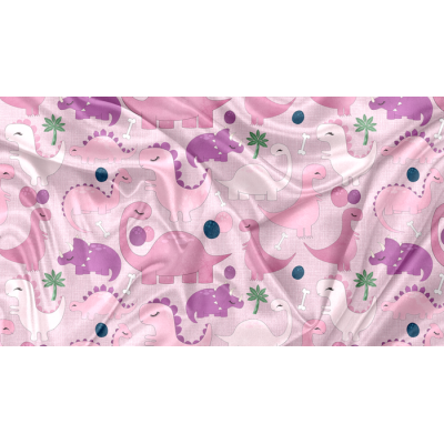 Minky Motif Dino Rose - IMPRIMÉ AU QUÉBEC À...