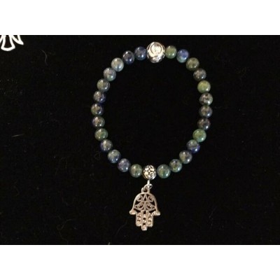 BRACELET SUR ÉLASTIQUE AZURITE MALACHITE PIERRE 6...