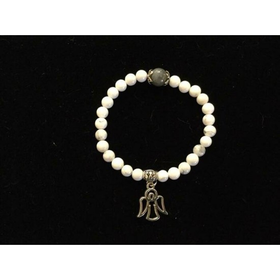 BRACELET SUR ÉLASTIQUE HOWLITE PIERRE 6 MM