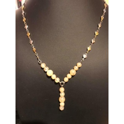 CHAÎNE EN ACIER INOXYDABLE AVEC PENDENTIF CITRINE...