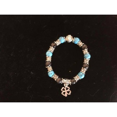 BRACELET SUR ÉLASTIQUE HOWLITE ET OBSIDIENNE...