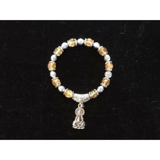 BRACELET SUR ÉLASTIQUE CITRINE  PIERRE 8 MM