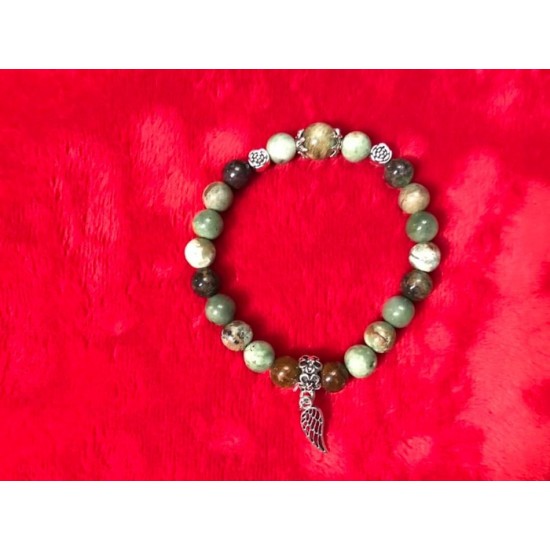 BRACELET SUR ÉLASTIQUE CHRYSOPHASE PIERRE 8 MM