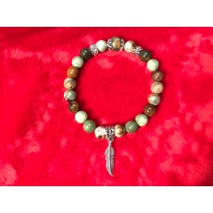 BRACELET SUR ÉLASTIQUE CHRYSOPHASE PIERRE 8 MM