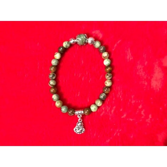 BRACELET SUR ÉLASTIQUE CHRYSOPHASE PIERRE 6 MM