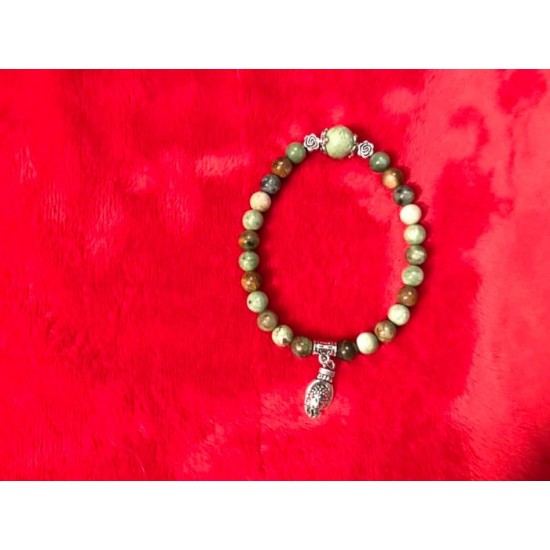 BRACELET SUR ÉLASTIQUE CHRYSOPHASE PIERRE 6 MM