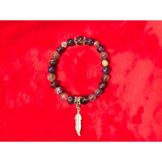 BRACELET SUR ÉLASTIQUE CHAROITE PIERRE 8 MM