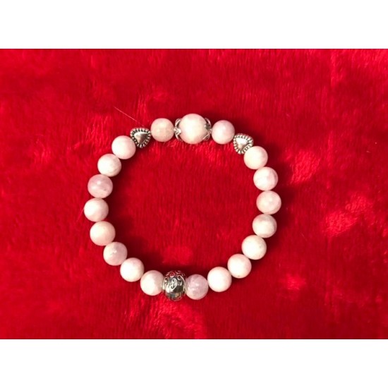 BRACELET SUR ÉLASTIQUE KUNZITE PIERRE 8 MM