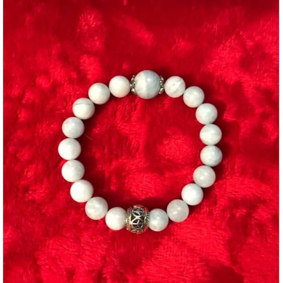 BRACELET SUR ÉLASTIQUE AIGUE MARINE  PIERRE 8 MM