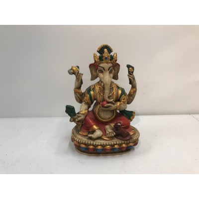 GANESH 6 1/2 pouces peint à la main du Népal...